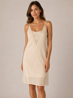 NFC Ecru Beaded Rayon Slip Dress
